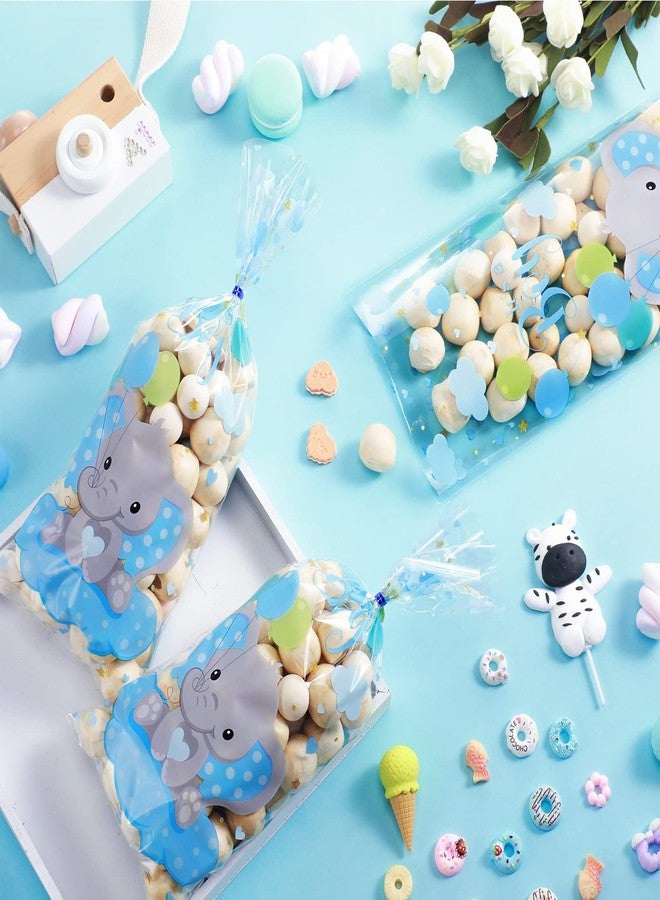 مارسبارك أكياس هدايا بلاستيكية شفافة من مارسبارك، 100 قطعة، لحفلات استقبال المولود، أكياس حلوى لطيفة، هدايا لحفلات استقبال المولود، أكياس بلاستيكية لتخزين الهدايا، مع 100 رباط ملتوي، لوازم حفلات أعياد الميلاد (أزرق) - Image 5